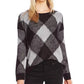 Vince Camuto Women's Fuzzy Argyle Sweater Grey Size X-Large