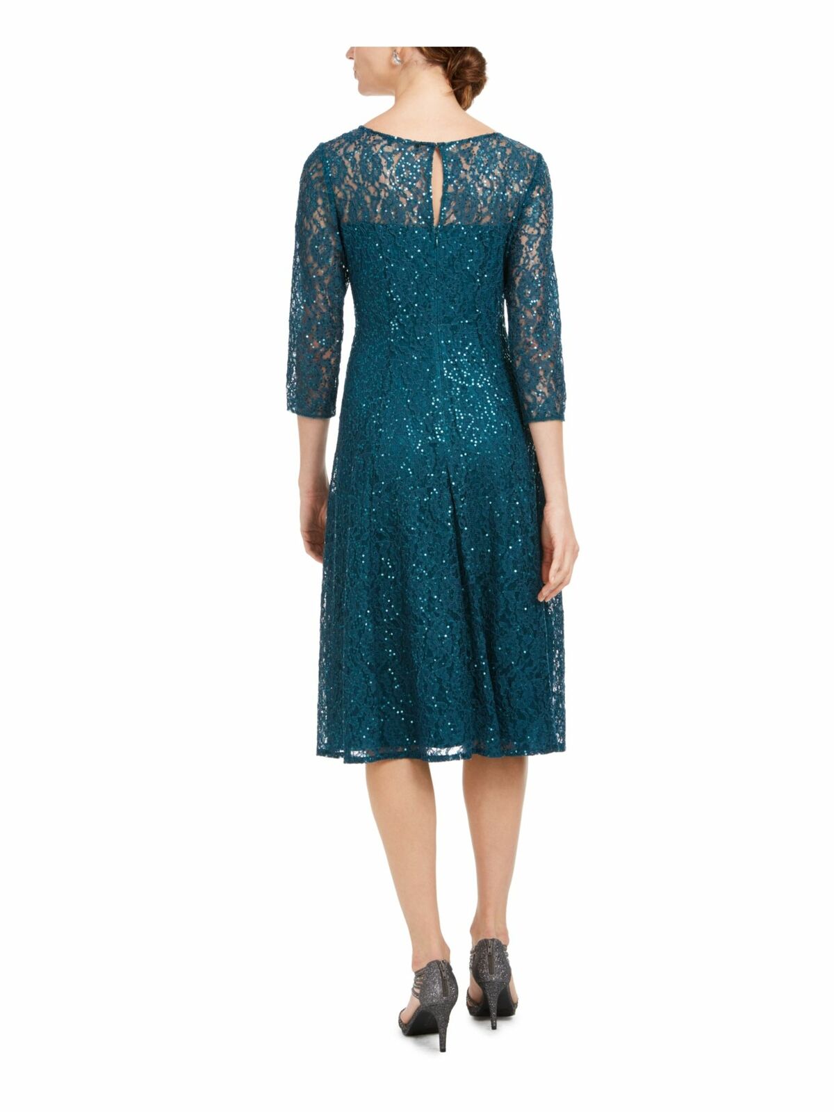 SL Fashions Women's Sequin Lace Dress Green Size 10