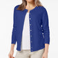 Karen Scott Women's Petite Crew-Neck Cardigan Blue Size Small