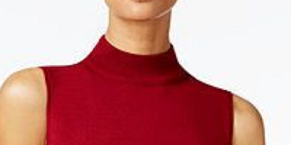 JM Collection Women's Sleeveless Mock-Turtleneck Sweater Red Size Small