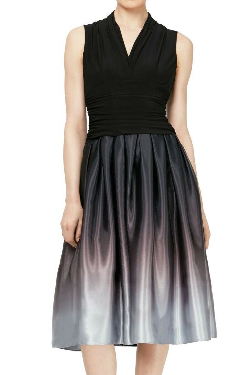 LSNY Fashions Women's Ombré Ruched Waist Dress Black Size 16
