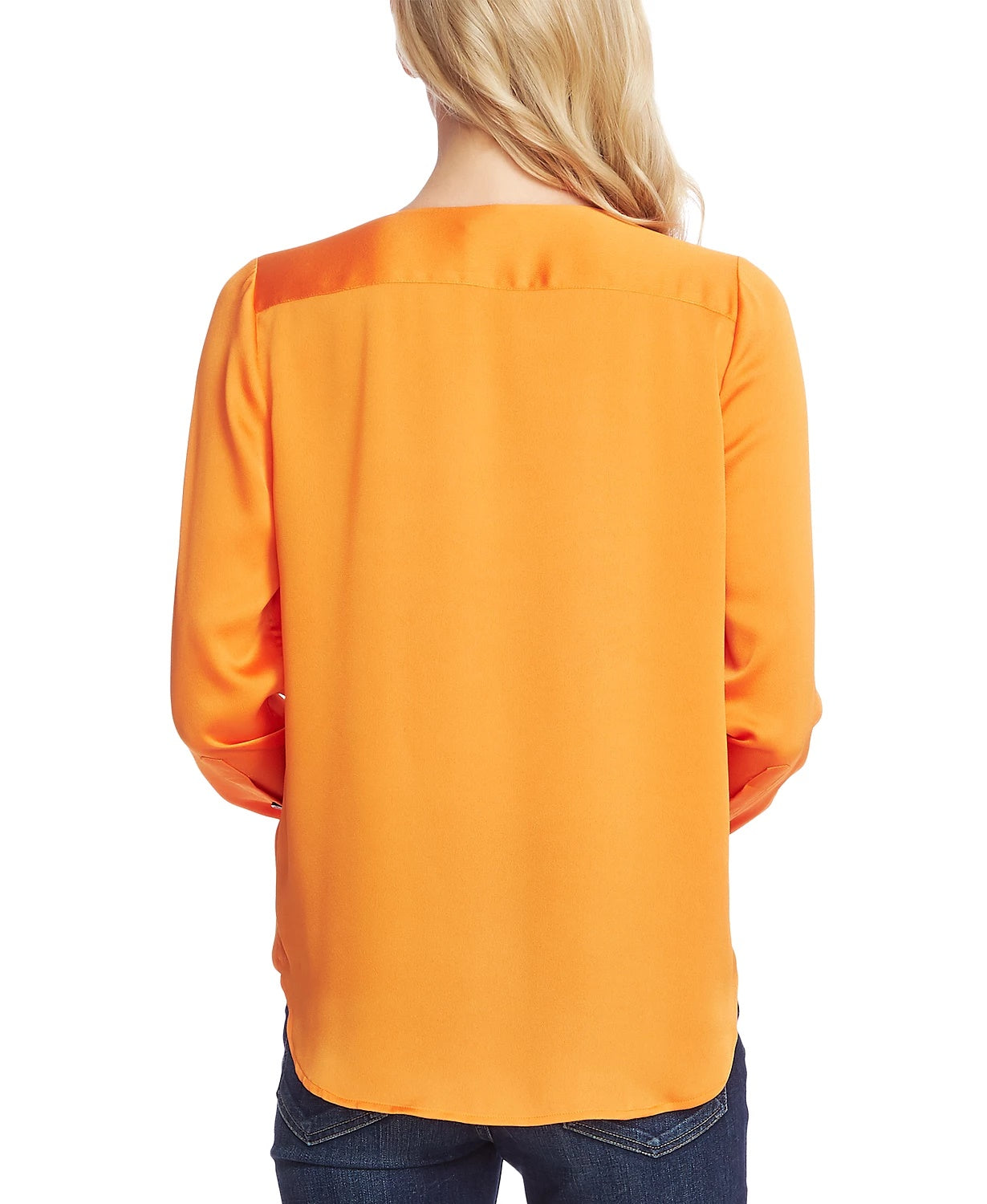 Vince Camuto Women's Faux Wrap Satin Blouse Orange Size X-Small