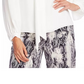 Vince Camuto Women's Stud Detail Tie Neck Long Sleeve Georgette Blouse Ivory White Size Small