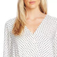 Vince Camuto Women's Fiesta Dot Wrap Front Long Sleeve Hammered Satin Blouse White Size X-Large