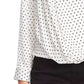 Vince Camuto Women's Fiesta Dot Wrap Front Long Sleeve Hammered Satin Blouse White Size X-Large