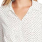 Vince Camuto Women's Ditsy Fragments Long Sleeve Belted Top White Size Small