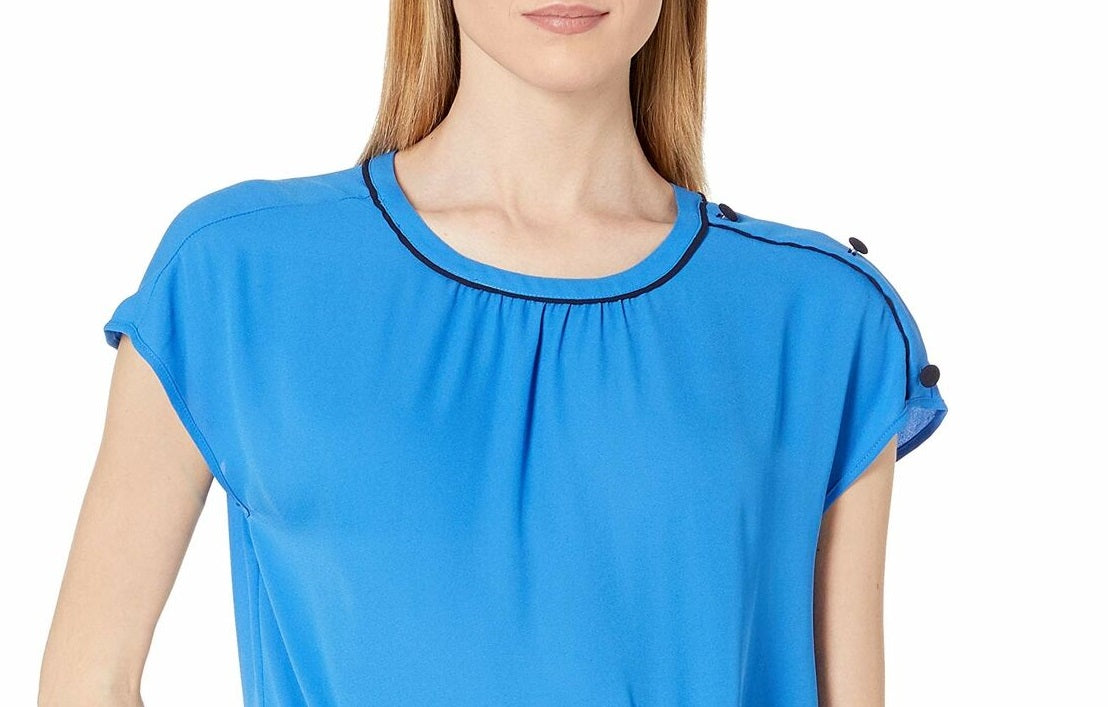Vince Camuto Women's Button Shoulder Top Dark Blue Size Medium