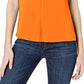 Vince Camuto Women's Shirred Tie Neck Blouse Orange Orange Size Small