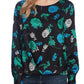 Vince Camuto Women's Floral-Print Foldover-Hem Top Black Size Large