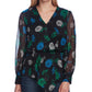 Vince Camuto Women's Floral-Print Cinched-Waist Top Gray Size Medium
