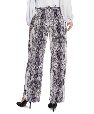 Vince Camuto Women's Snake Print Pintuck Wide Leg Trousers Gray Size 2