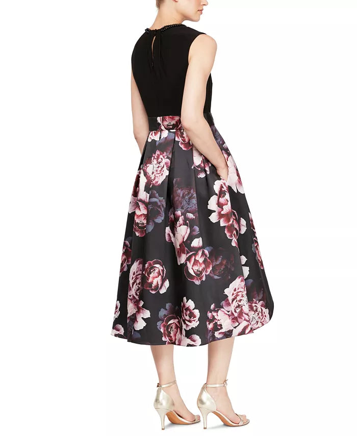 Sl Fashions Women's Floral Party Dress Charcoal Size 14