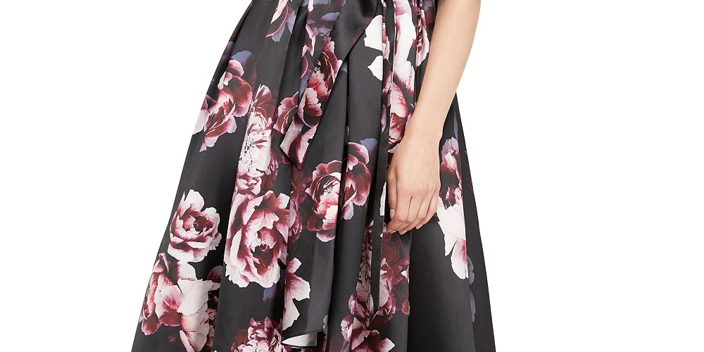 Sl Fashions Women's Floral Party Dress Charcoal Size 14