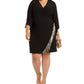 MSK Women's Plus Size Fringe-Trim Surplice Dress Black Size 3X
