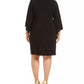 MSK Women's Plus Size Fringe-Trim Surplice Dress Black Size 3X