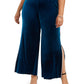 MSK Women's Plus Size Embellished Velvet Pants Blue Size 2 Extra Large