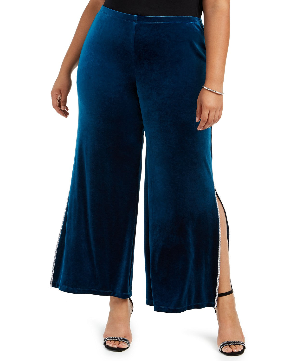 MSK Women's Plus Size Embellished Velvet Pants Blue Size 2 Extra Large