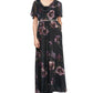 LSNY Fashions Women's Cowl Neck Short Sleeve Beaded Waist Floral Dress Navy Size 10P