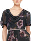 LSNY Fashions Women's Cowl Neck Short Sleeve Beaded Waist Floral Dress Navy Size 14P