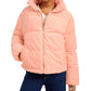 Collection B Juniors' Cropped Corduroy Puffer Coat Pink Size Large