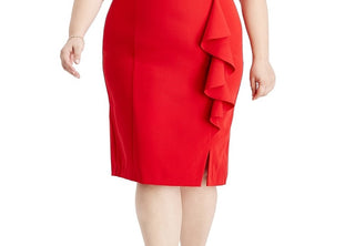 Sl Fashions Women's Plus Size Off-The-Shoulder Sheath Dress Red Size 14