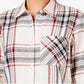 Style & Co Women's Plaid Single Pocket Button Down White Top Size -0X