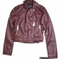 Collection B Juniors' Faux-Leather Belted Moto Jacket Wine Size Medium