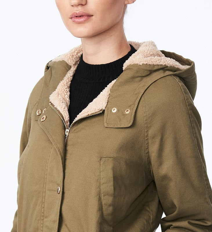 Collection B Juniors' Hooded Anorak Jacket  Brown Size Medium