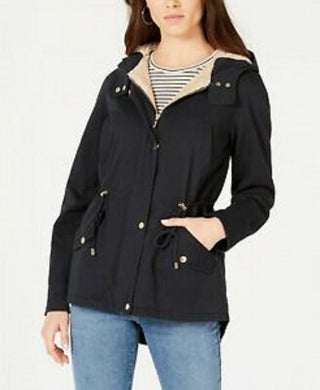 Collection B Juniors' Hooded Anorak Jacket Black Size Small