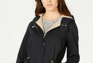 Collection B Juniors' Hooded Anorak Jacket Black Size Small