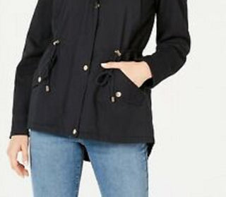 Collection B Juniors' Hooded Anorak Jacket Black Size Small