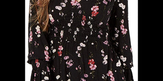 American Rag Juniors' Printed Smocked Top Black Size Small