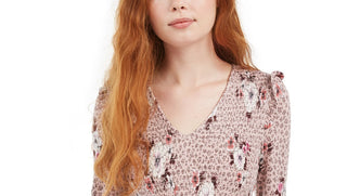 American Rag Juniors' Printed Smocked Top Pink Size Medium