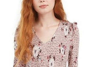 American Rag Juniors'' Printed Smocked Top Brght Pink Size Small