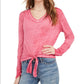 American Rag Juniors' Textured Tie-Waist Top Dark Pink Size Large