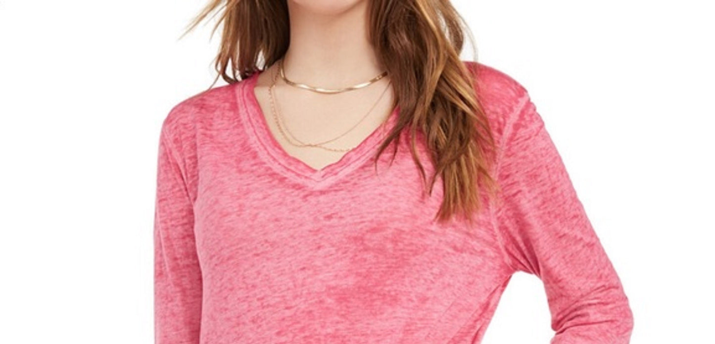 American Rag Juniors' Textured Tie-Waist Top Dark Pink Size Large