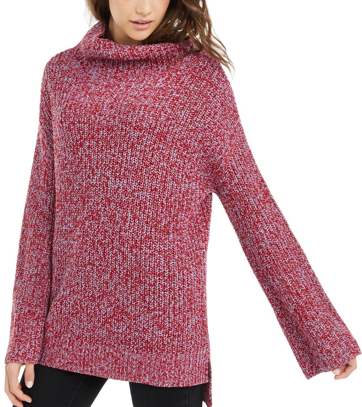 American Rag Juniors' Women's Flare-Sleeved High-Low Sweater Red Size X-Large