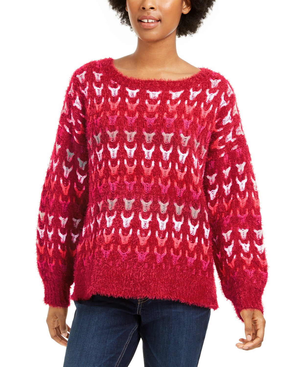 American Rag Juniors' Textured Sweater Dark Red Size Large