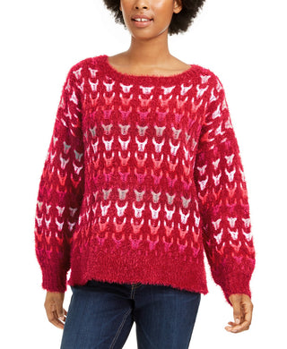 American Rag Juniors' Textured Sweater Dark Red Size Large