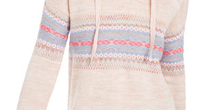 American Rag Juniors'' Fair Isle Hoodie Sweater Dark Pink Size Small