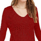 American Rag Juniors' Pointelle-Knit Flared-Sleeve Sweater Red Size Small