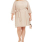 City Studios Women's Plus Size Trendy Tie-Waist Metallic Dress Gold Size 2X