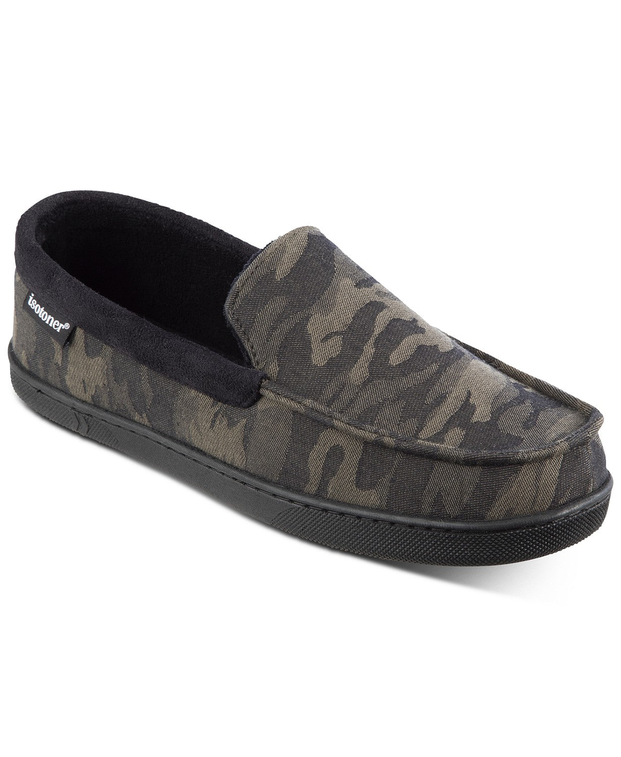 Isotoner Signature Men's  Camo Faux-Suede Moccasins with Memory Foam Size 9.5-10.5