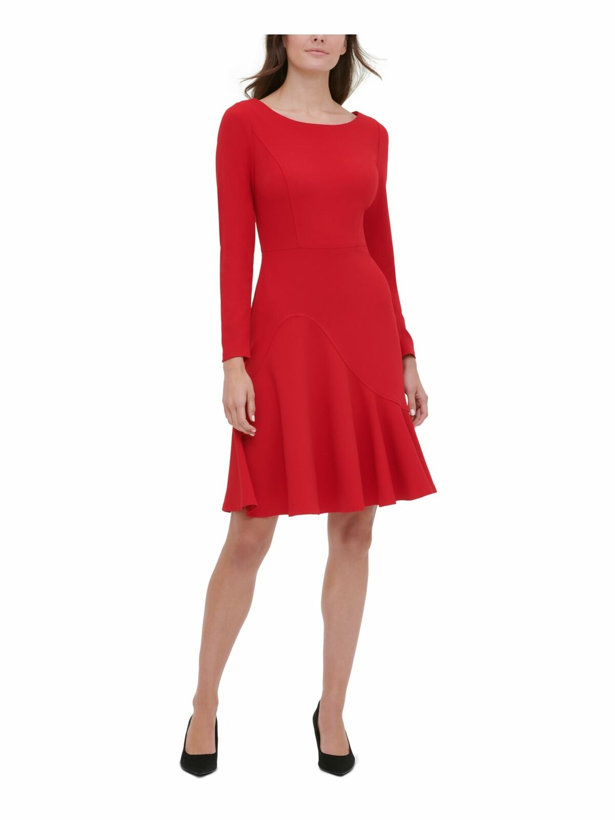 Tommy Hilfiger Women's Asymmetrical Fit & Flare Dress Red Size 12