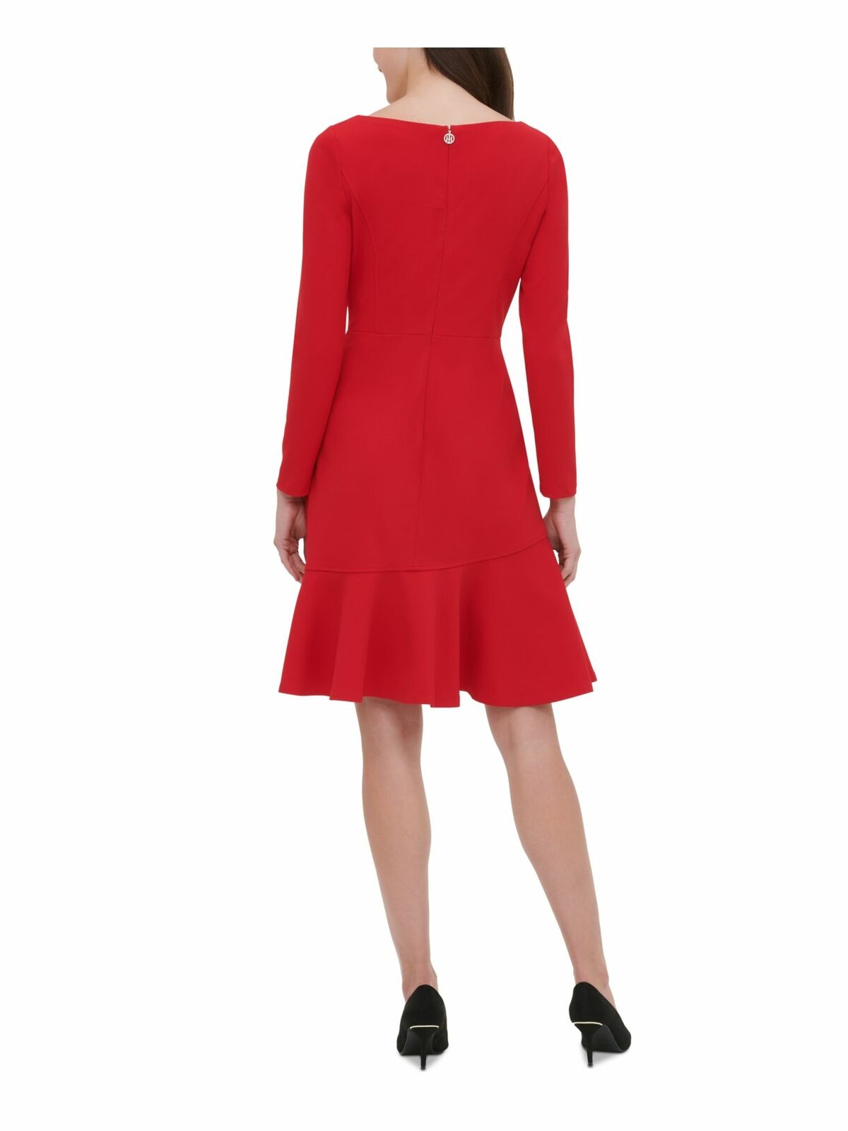 Tommy Hilfiger Women's Asymmetrical Fit & Flare Dress Red Size 12