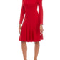 Tommy Hilfiger Women's Asymmetrical Fit & Flare Dress Red Size 12