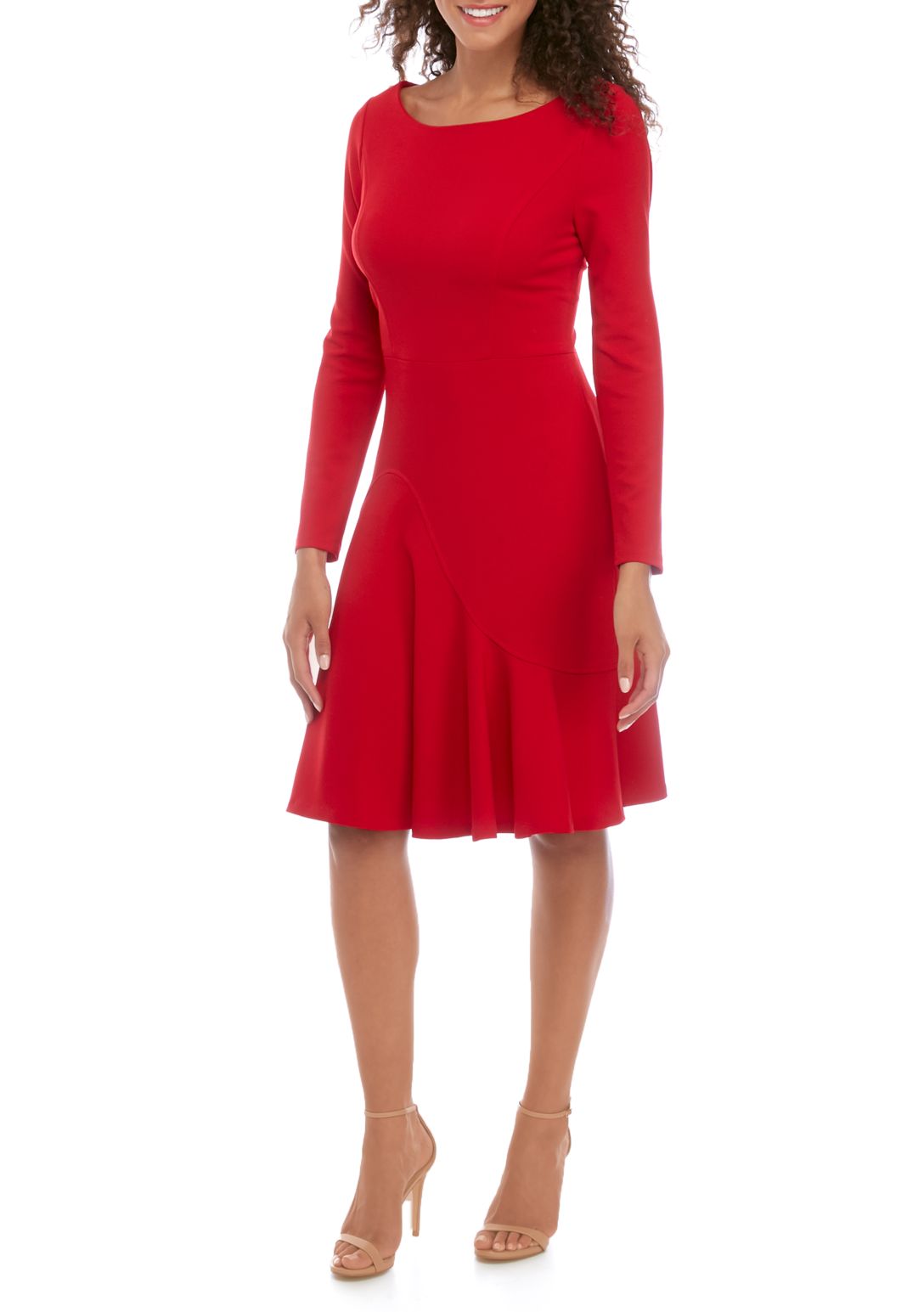 Tommy Hilfiger Women's Asymmetrical Fit & Flare Dress Red Size 12