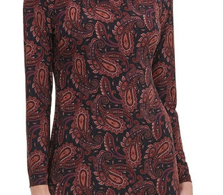 Tommy Hilfiger Women's Paisley Mock-Neck Dress Blue Size 14