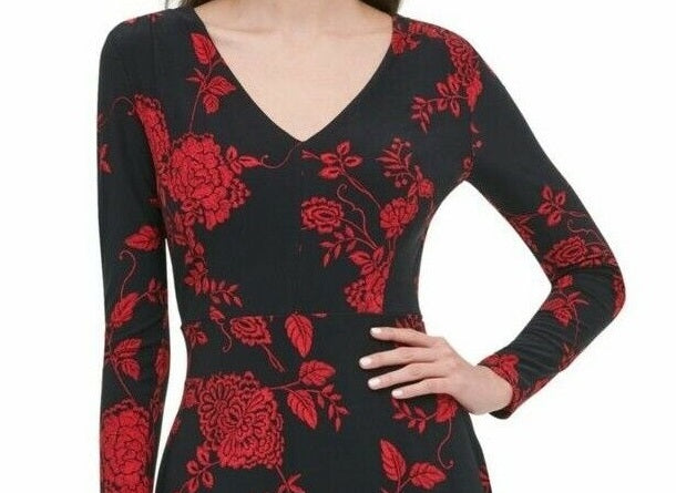 Tommy Hilfiger Women's Floral-Print Fit & Flare Dress Black Size 18