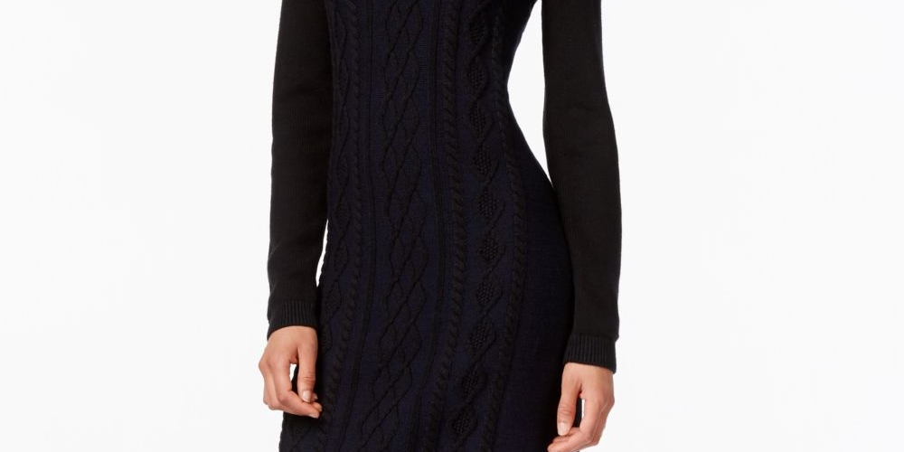 Tommy Hilfiger Women's Cowlneck Solid Sweater Dress Black Size Medium